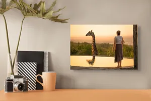 Tablou Canvas, "Întâlnire cu girafa la apus", 39 x 26 cm – poza 3