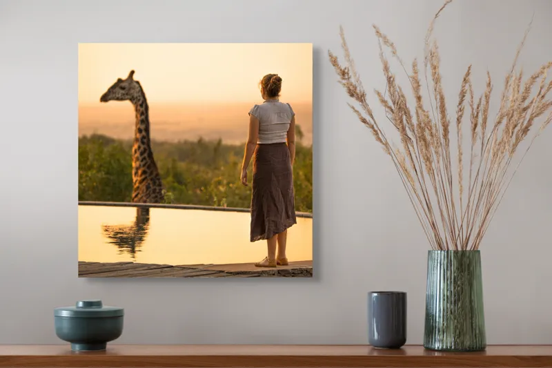 Tablou Canvas, "Întâlnire cu girafa la apus", 50 x 50 cm – poza 4