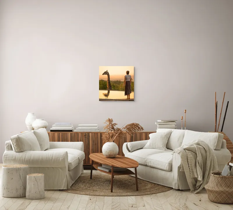 Tablou Canvas, "Întâlnire cu girafa la apus", 50 x 50 cm – poza 7
