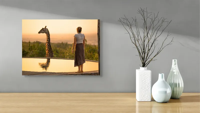 Tablou Canvas, "Întâlnire cu girafa la apus", 54 x 39 cm – poza 3