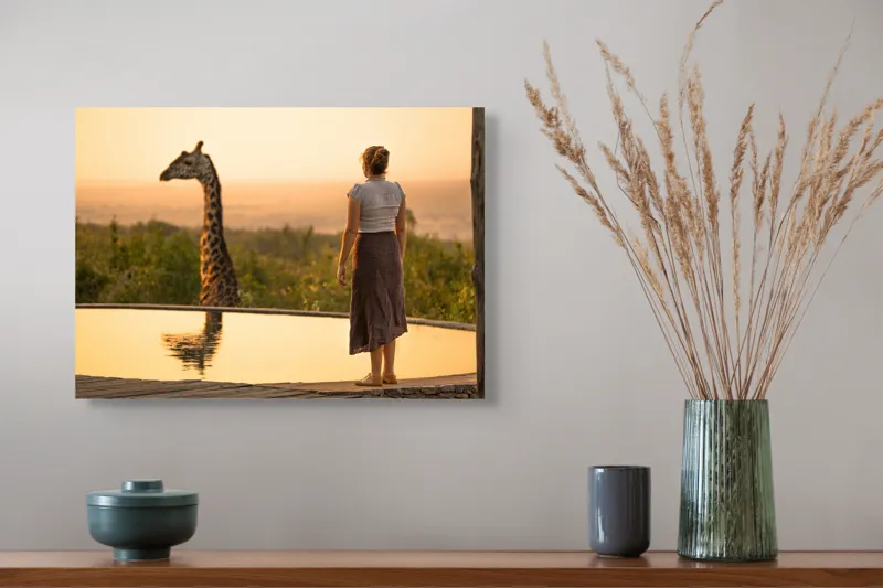 Tablou Canvas, "Întâlnire cu girafa la apus", 54 x 39 cm – poza 4