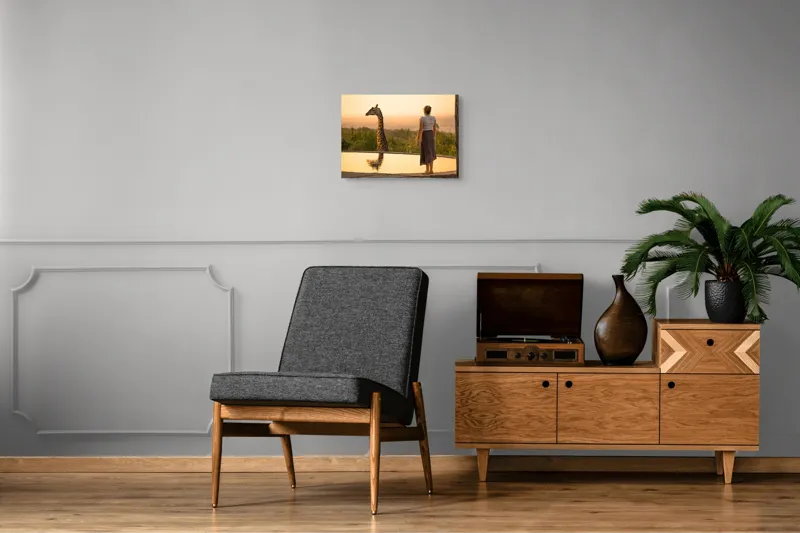Tablou Canvas, "Întâlnire cu girafa la apus", 54 x 39 cm – poza 7