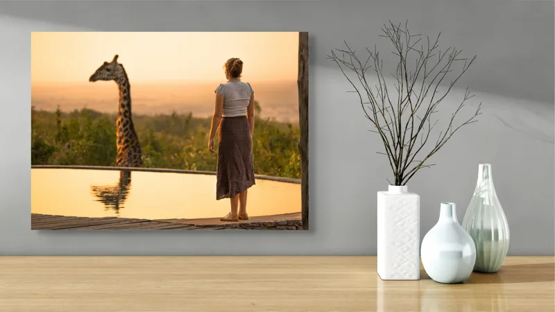 Tablou Canvas, "Întâlnire cu girafa la apus", 70 x 50 cm – poza 3