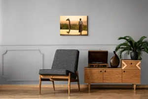 Tablou Canvas, "Întâlnire cu girafa la apus", 70 x 50 cm – poza 4