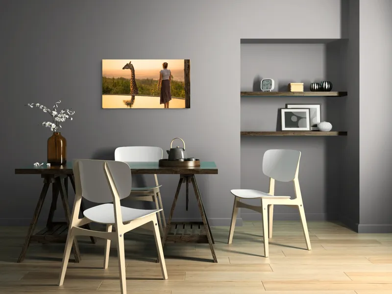 Tablou Canvas, "Întâlnire cu girafa la apus", 90 x 50 cm – poza 3