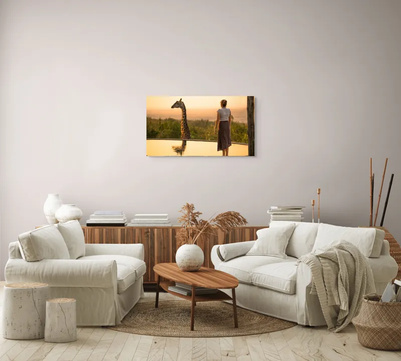 Tablou Canvas, "Întâlnire cu girafa la apus", 90 x 50 cm – poza 4