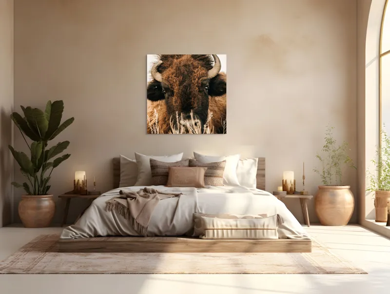 Tablou Canvas, "Bizonul în splendoarea naturii sălbatice", 100 x 100 cm – poza 4