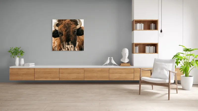 Tablou Canvas, "Bizonul în splendoarea naturii sălbatice", 100 x 100 cm – poza 8
