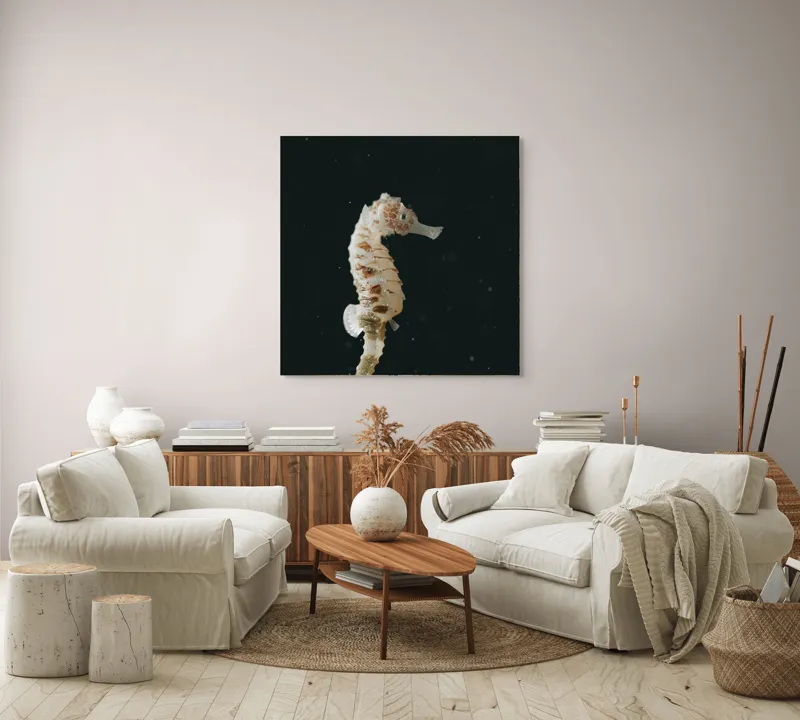Tablou Canvas, "Căluț de mare în adâncuri misterioase", I don't know who this is., 100 x 100 cm – poza 3