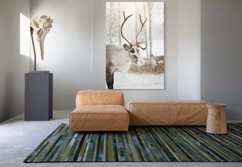Tablou Canvas, "Renul în pădurea de iarnă albă", Ren, Zăpadă, Iarnă, Copaci, Cerbi., 100 x 150 cm – poza 7
