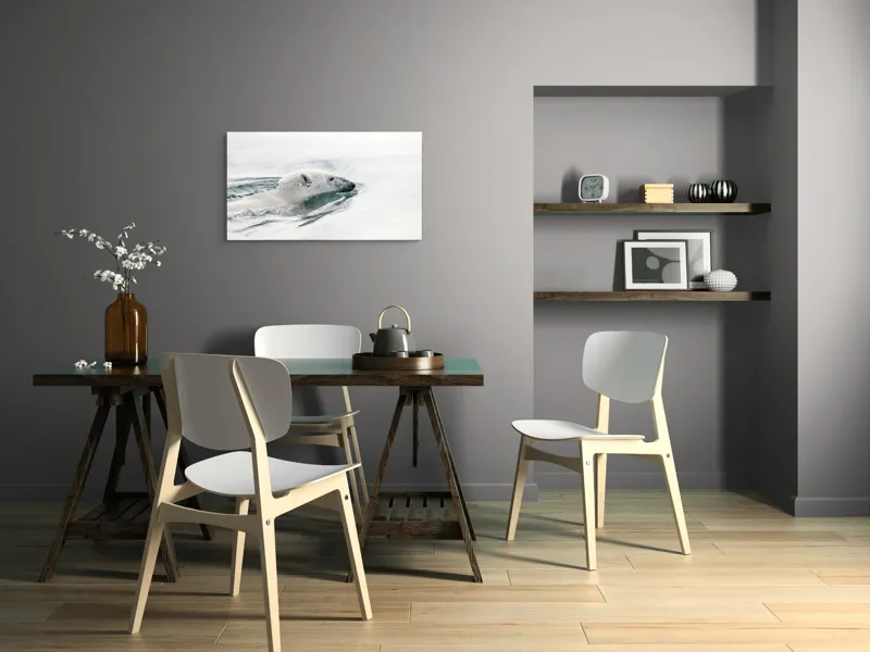 Tablou Canvas, "Urs polar înotând în oceanul arctic", Urs, Alb, Apă, Rece, Calm, Natură, Arctice, Fragilitate, Singurătate, Liniște, 90 x 50 cm – poza 3