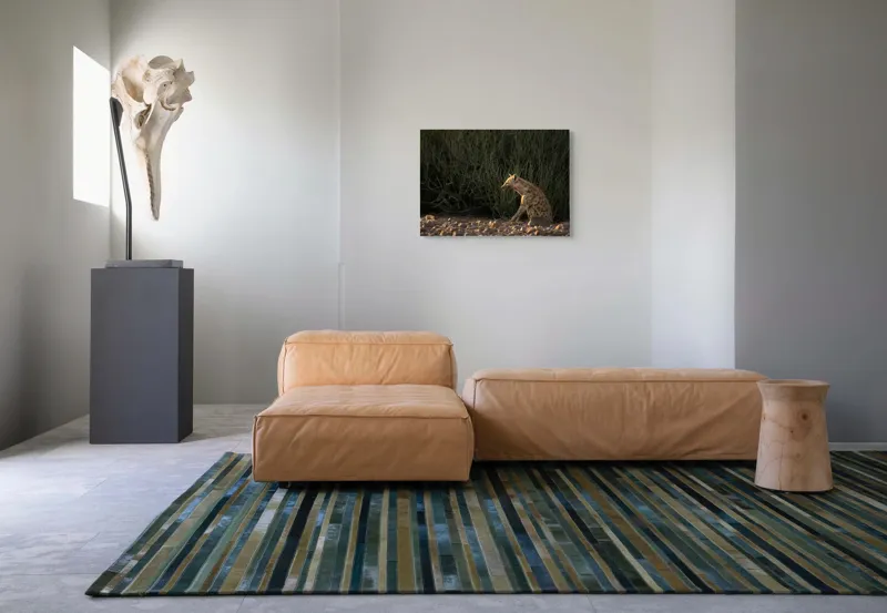 Tablou Canvas, "Hiena în lumina apusului african", Hyena, Pământ, Vegetație, Apus, Solitudine, Observație, Natură, 70 x 50 cm – poza 8