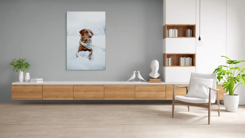 Tablou Canvas, "Cățel joacă în zăpada albă", Neștiind Cine Este, 100 x 150 cm – poza 8
