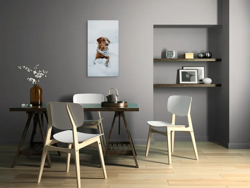 Tablou Canvas, "Cățel joacă în zăpada albă", Neștiind Cine Este, 50 x 90 cm – poza 4