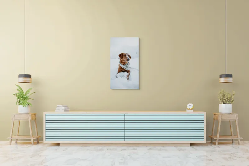 Tablou Canvas, "Cățel joacă în zăpada albă", Neștiind Cine Este, 50 x 90 cm – poza 6