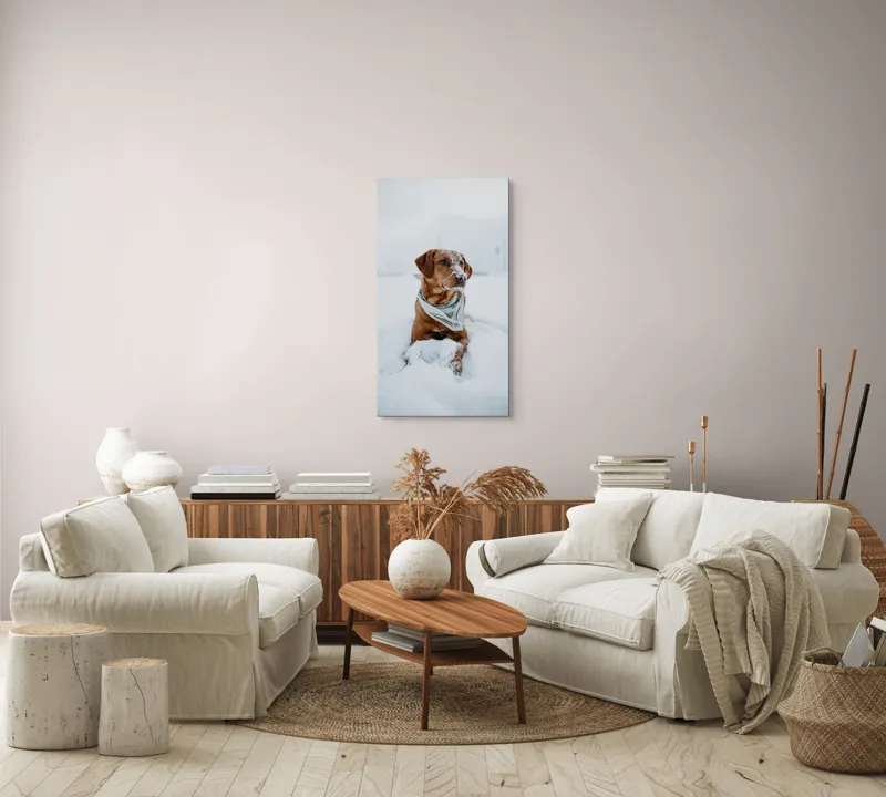 Tablou Canvas, "Cățel joacă în zăpada albă", Neștiind Cine Este, 50 x 90 cm – poza 7
