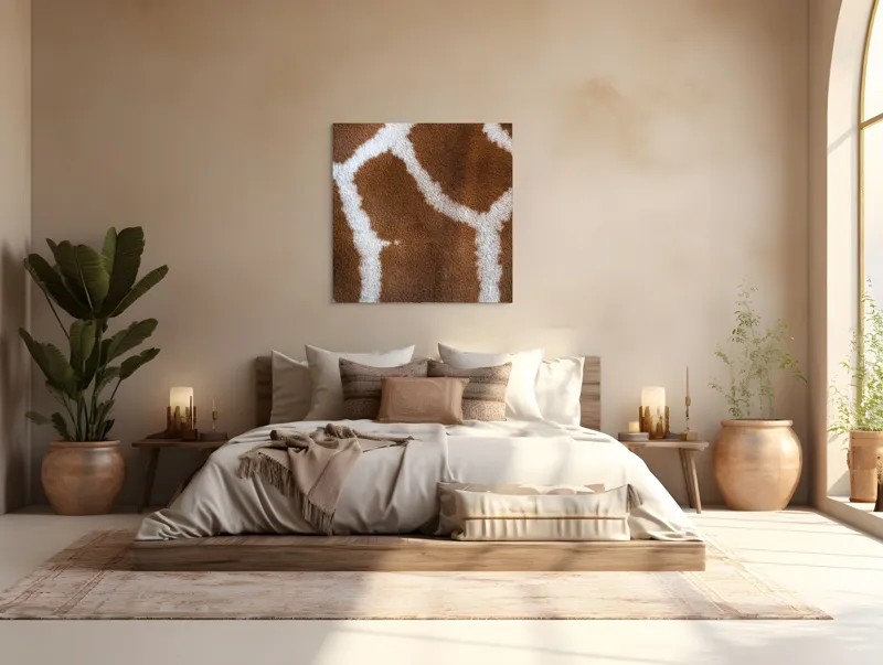 Tablou Canvas, "Model de blană girafului african", Model, Textură, Giraffe, Piele, Natură, Pete, Maro, Alb, Contrast, Frumusețe., 100 x 100 cm – poza 4