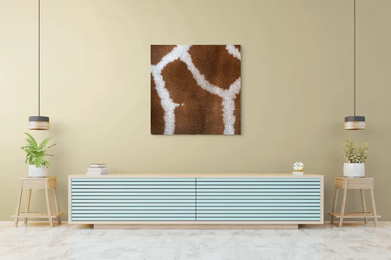 Tablou Canvas, "Model de blană girafului african", Model, Textură, Giraffe, Piele, Natură, Pete, Maro, Alb, Contrast, Frumusețe., 100 x 100 cm – poza 5