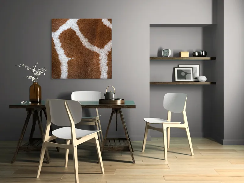Tablou Canvas, "Model de blană girafului african", Model, Textură, Giraffe, Piele, Natură, Pete, Maro, Alb, Contrast, Frumusețe., 100 x 100 cm – poza 6