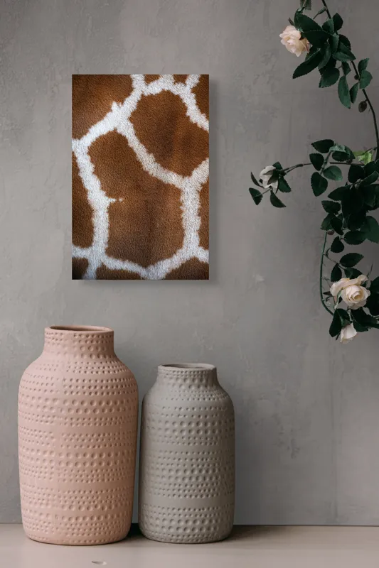 Tablou Canvas, "Model de blană girafului african", Model, Textură, Giraffe, Piele, Natură, Pete, Maro, Alb, Contrast, Frumusețe., 26 x 39 cm – poza 6