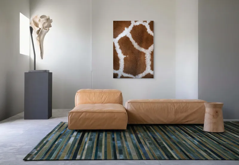 Tablou Canvas, "Model de blană girafului african", Model, Textură, Giraffe, Piele, Natură, Pete, Maro, Alb, Contrast, Frumusețe., 70 x 100 cm – poza 7