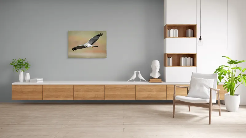 Tablou Canvas, "Vânătorul cerului în zbor lin", Pasăre, Zbor, Aripă, Cer, Natură, Pradă, Libertate, Eleganță, Cerneală, Răpitor., 100 x 70 cm – poza 6