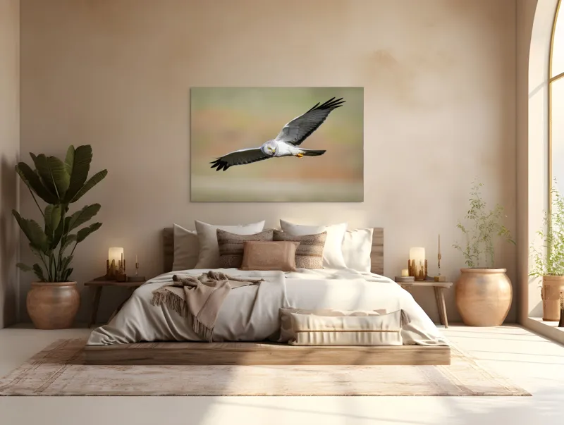 Tablou Canvas, "Vânătorul cerului în zbor lin", Pasăre, Zbor, Aripă, Cer, Natură, Pradă, Libertate, Eleganță, Cerneală, Răpitor., 150 x 100 cm – poza 4