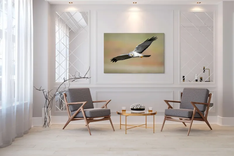 Tablou Canvas, "Vânătorul cerului în zbor lin", Pasăre, Zbor, Aripă, Cer, Natură, Pradă, Libertate, Eleganță, Cerneală, Răpitor., 150 x 100 cm – poza 7
