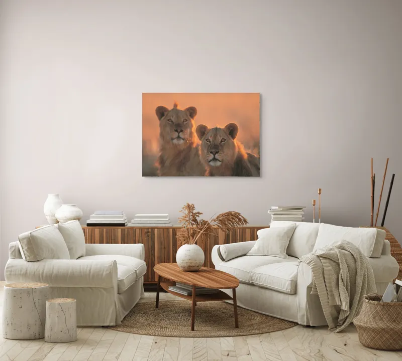 Tablou Canvas, "Tandrețea regilor savanei africane", Regal, Majestic, Powerful, Serene, Watchful, Graceful, 100 x 70 cm – poza 3