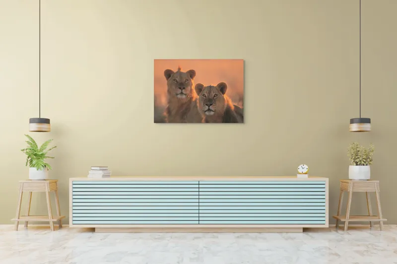 Tablou Canvas, "Tandrețea regilor savanei africane", Regal, Majestic, Powerful, Serene, Watchful, Graceful, 100 x 70 cm – poza 4