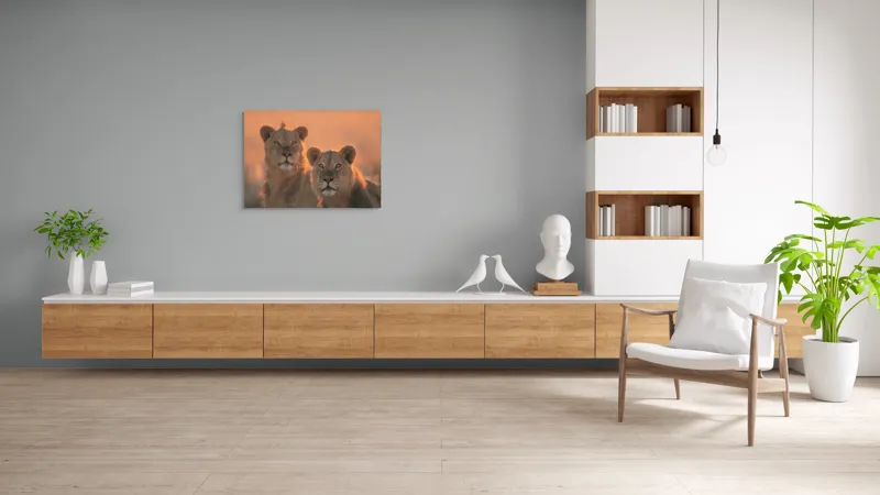 Tablou Canvas, "Tandrețea regilor savanei africane", Regal, Majestic, Powerful, Serene, Watchful, Graceful, 100 x 70 cm – poza 6