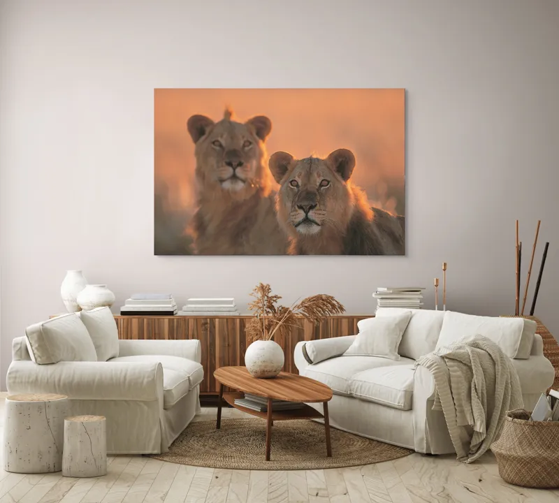 Tablou Canvas, "Tandrețea regilor savanei africane", Regal, Majestic, Powerful, Serene, Watchful, Graceful, 150 x 100 cm – poza 3