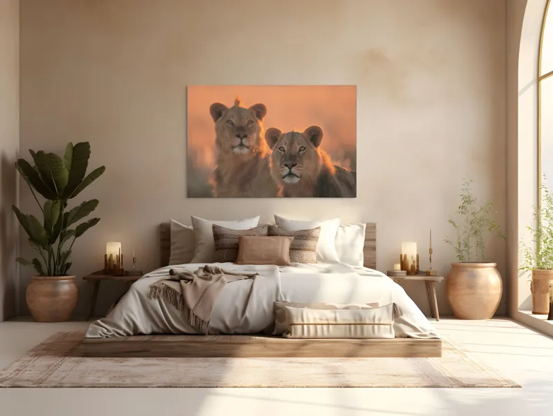 Tablou Canvas, "Tandrețea regilor savanei africane", Regal, Majestic, Powerful, Serene, Watchful, Graceful, 150 x 100 cm – poza 4
