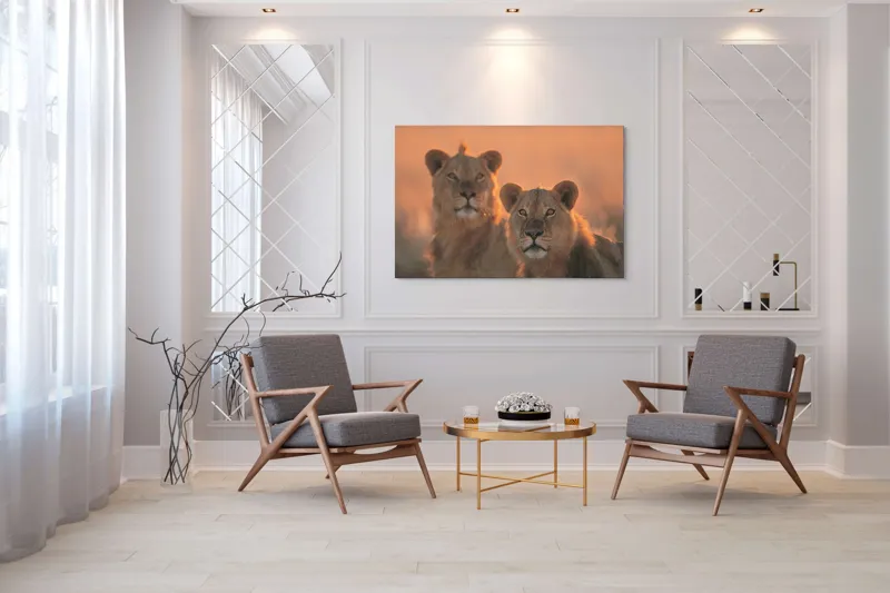 Tablou Canvas, "Tandrețea regilor savanei africane", Regal, Majestic, Powerful, Serene, Watchful, Graceful, 150 x 100 cm – poza 7