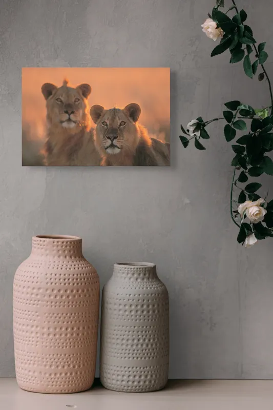 Tablou Canvas, "Tandrețea regilor savanei africane", Regal, Majestic, Powerful, Serene, Watchful, Graceful, 39 x 26 cm – poza 4