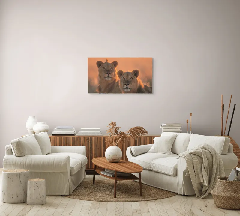 Tablou Canvas, "Tandrețea regilor savanei africane", Regal, Majestic, Powerful, Serene, Watchful, Graceful, 90 x 50 cm – poza 4
