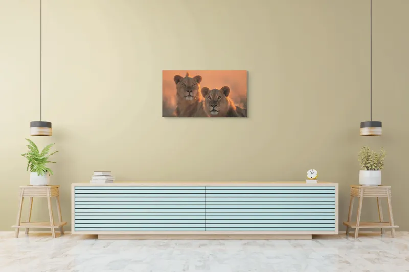 Tablou Canvas, "Tandrețea regilor savanei africane", Regal, Majestic, Powerful, Serene, Watchful, Graceful, 90 x 50 cm – poza 5