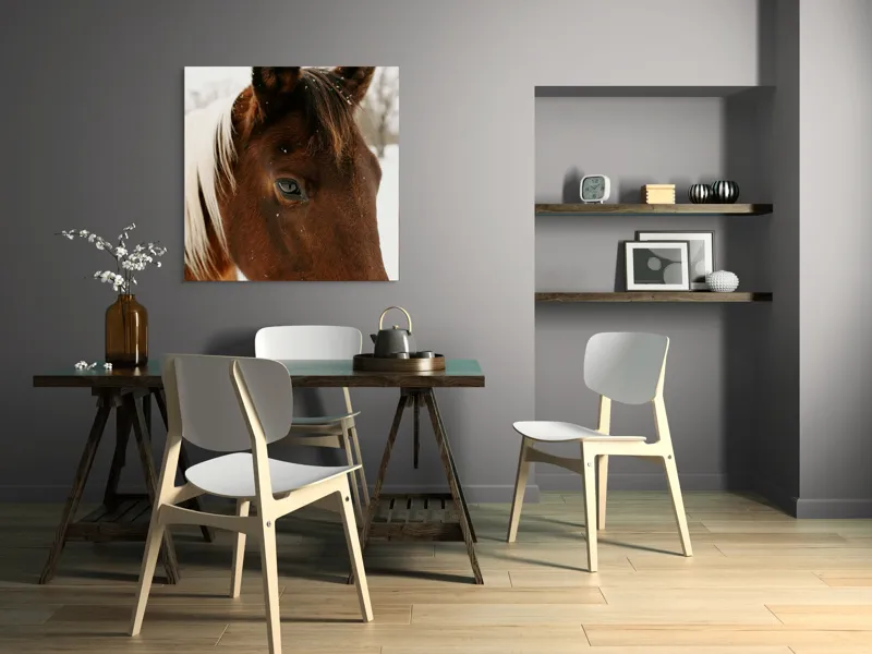 Tablou Canvas, "Privirea calmă a calului iarna", Puternic, Elegant, Calm, Frumos, Natural, Blând, Viu, 100 x 100 cm – poza 6