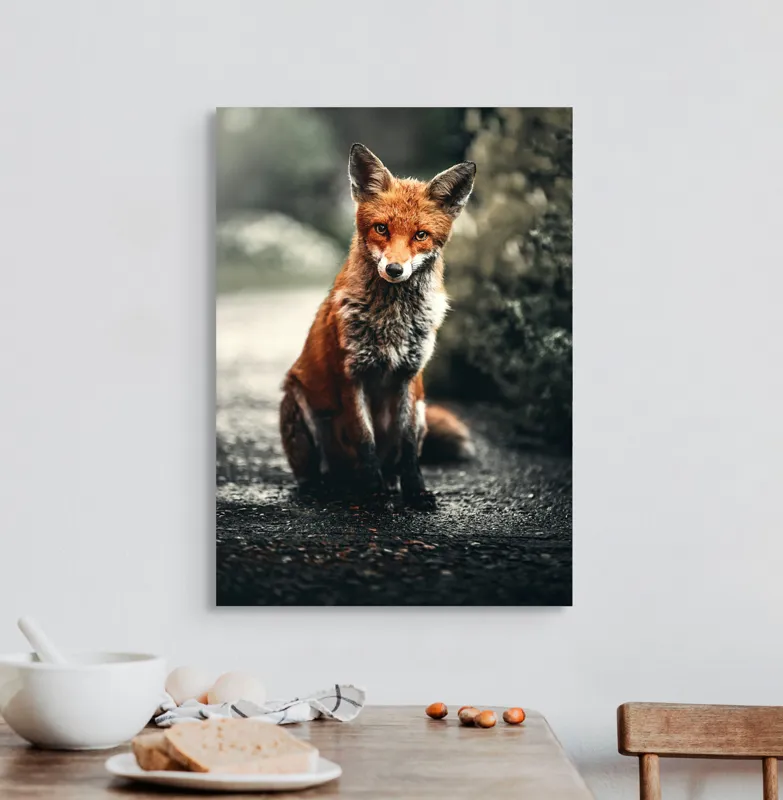 Tablou Canvas, "Vulpea cu privire pătrunzătoare", Roșcată, Elegantă, Vicleană, Grațioasă, Atenție, 50 x 70 cm – poza 3
