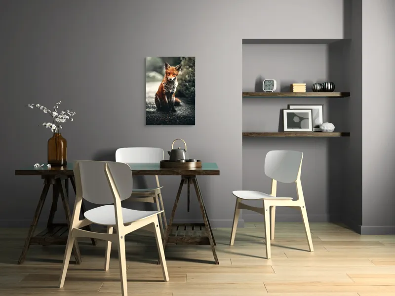 Tablou Canvas, "Vulpea cu privire pătrunzătoare", Roșcată, Elegantă, Vicleană, Grațioasă, Atenție, 50 x 70 cm – poza 5