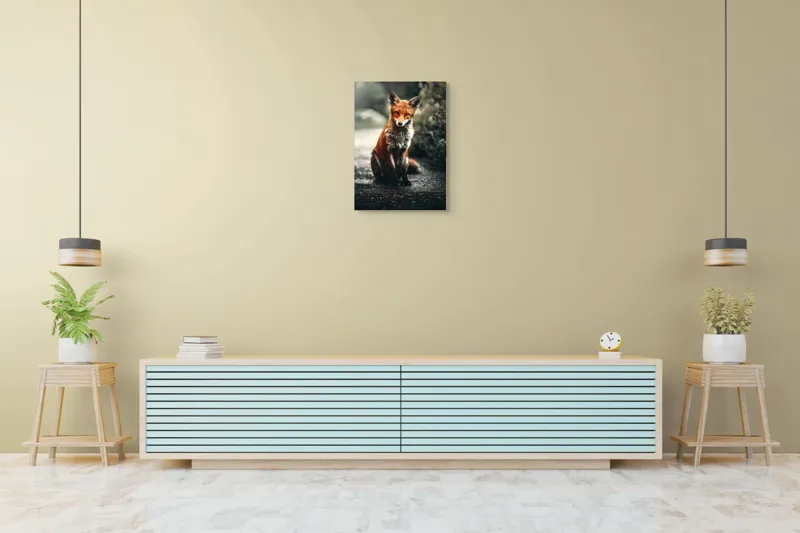 Tablou Canvas, "Vulpea cu privire pătrunzătoare", Roșcată, Elegantă, Vicleană, Grațioasă, Atenție, 50 x 70 cm – poza 6