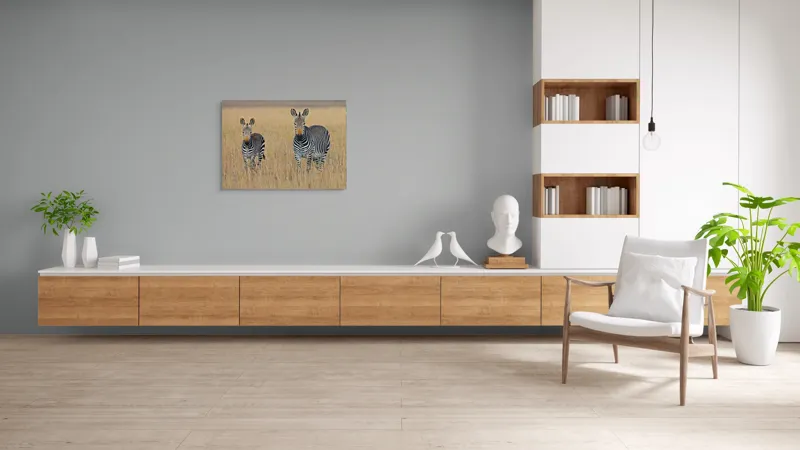Tablou Canvas, "zebre pe câmpie uscată", Nu pot să îți spun cine sunt persoanele sau animalele din imagine., 100 x 70 cm – poza 6
