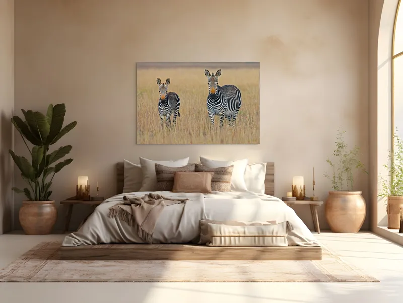Tablou Canvas, "zebre pe câmpie uscată", Nu pot să îți spun cine sunt persoanele sau animalele din imagine., 150 x 100 cm – poza 4