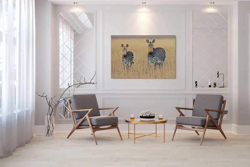 Tablou Canvas, "zebre pe câmpie uscată", Nu pot să îți spun cine sunt persoanele sau animalele din imagine., 150 x 100 cm – poza 7