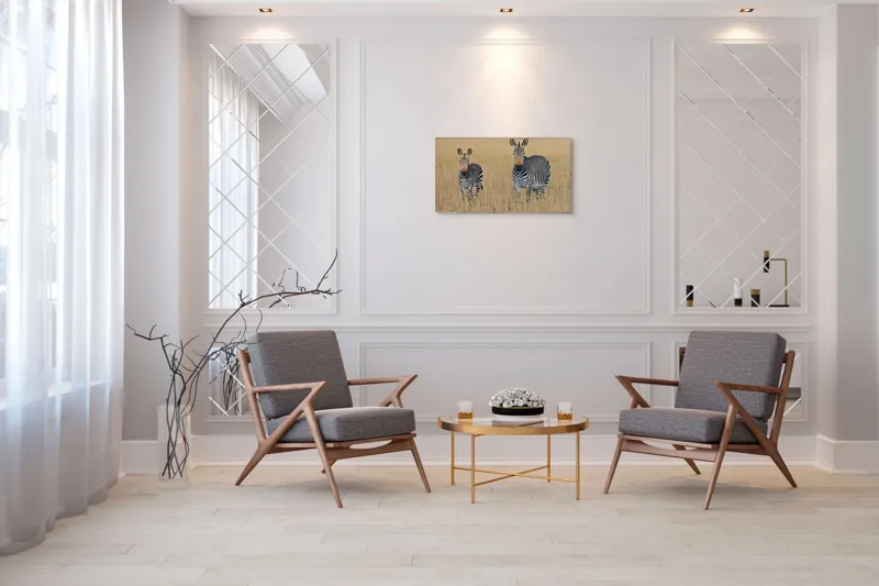 Tablou Canvas, "zebre pe câmpie uscată", Nu pot să îți spun cine sunt persoanele sau animalele din imagine., 90 x 50 cm – poza 7