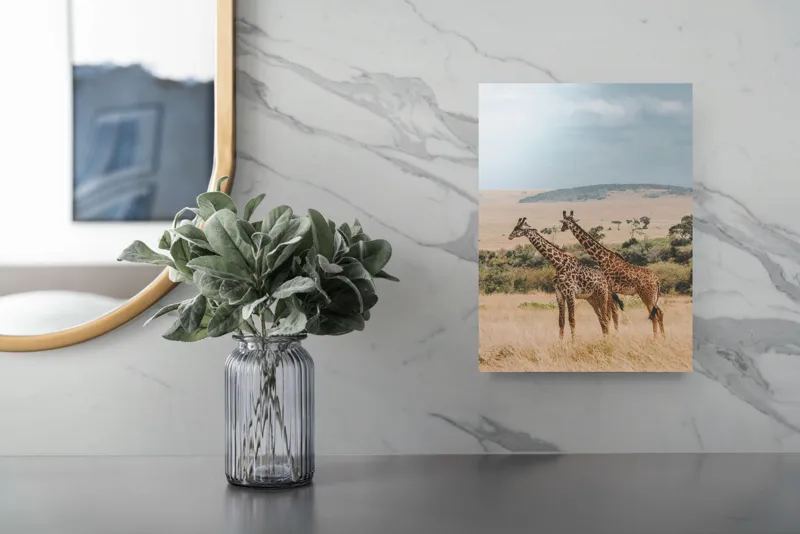 Tablou Canvas, "Grațioasele girafe în savană africană", Giraffe, Savannah, Majestic, Tall, Horizon, Wilderness, Nature, Graceful, 26 x 39 cm – poza 4