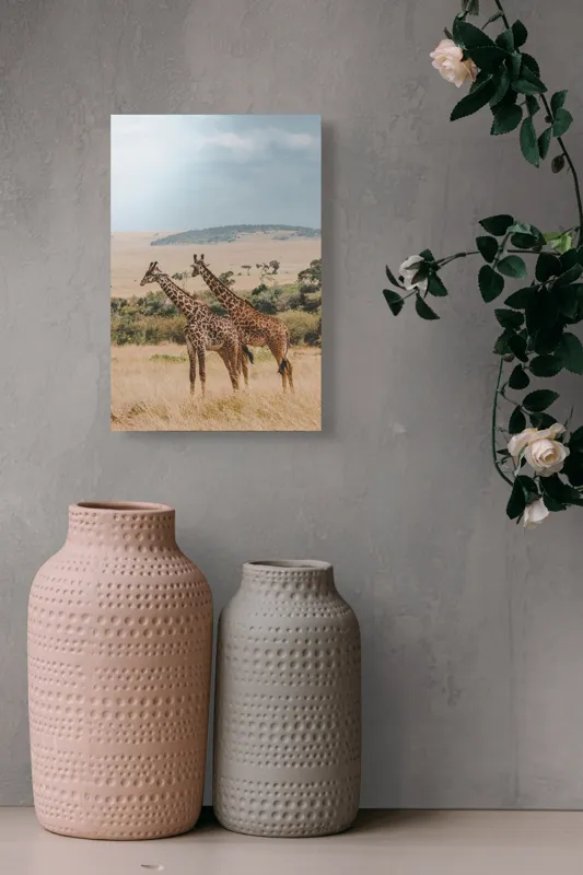 Tablou Canvas, "Grațioasele girafe în savană africană", Giraffe, Savannah, Majestic, Tall, Horizon, Wilderness, Nature, Graceful, 26 x 39 cm – poza 6