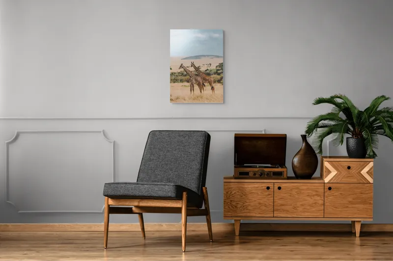 Tablou Canvas, "Grațioasele girafe în savană africană", Giraffe, Savannah, Majestic, Tall, Horizon, Wilderness, Nature, Graceful, 50 x 70 cm – poza 8