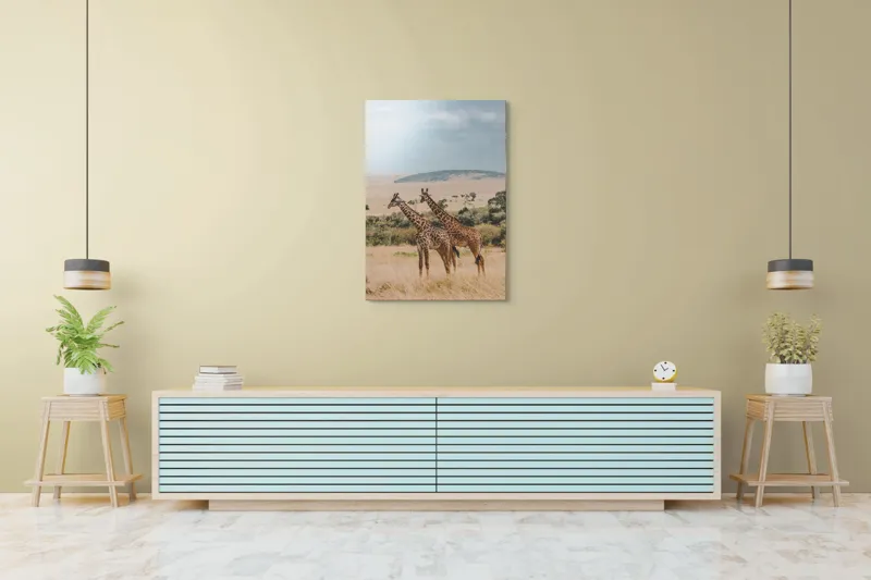 Tablou Canvas, "Grațioasele girafe în savană africană", Giraffe, Savannah, Majestic, Tall, Horizon, Wilderness, Nature, Graceful, 70 x 100 cm – poza 5