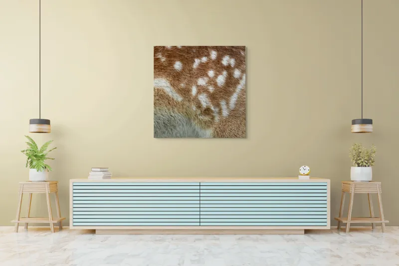 Tablou Canvas, "Blana de cerb în detaliu fascinant", Maro, Alb, Textură, Blană, Pată, Moale, Natură, Detaliu, 100 x 100 cm – poza 5